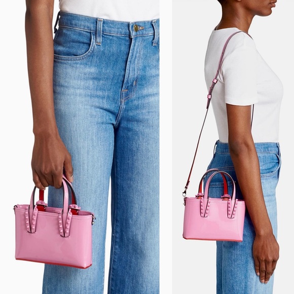 ✨New CHRISTIAN LOUBOUTIN Cabata Nano East West Patent Leather Tote Bag Gummy - Picture 12 of 14